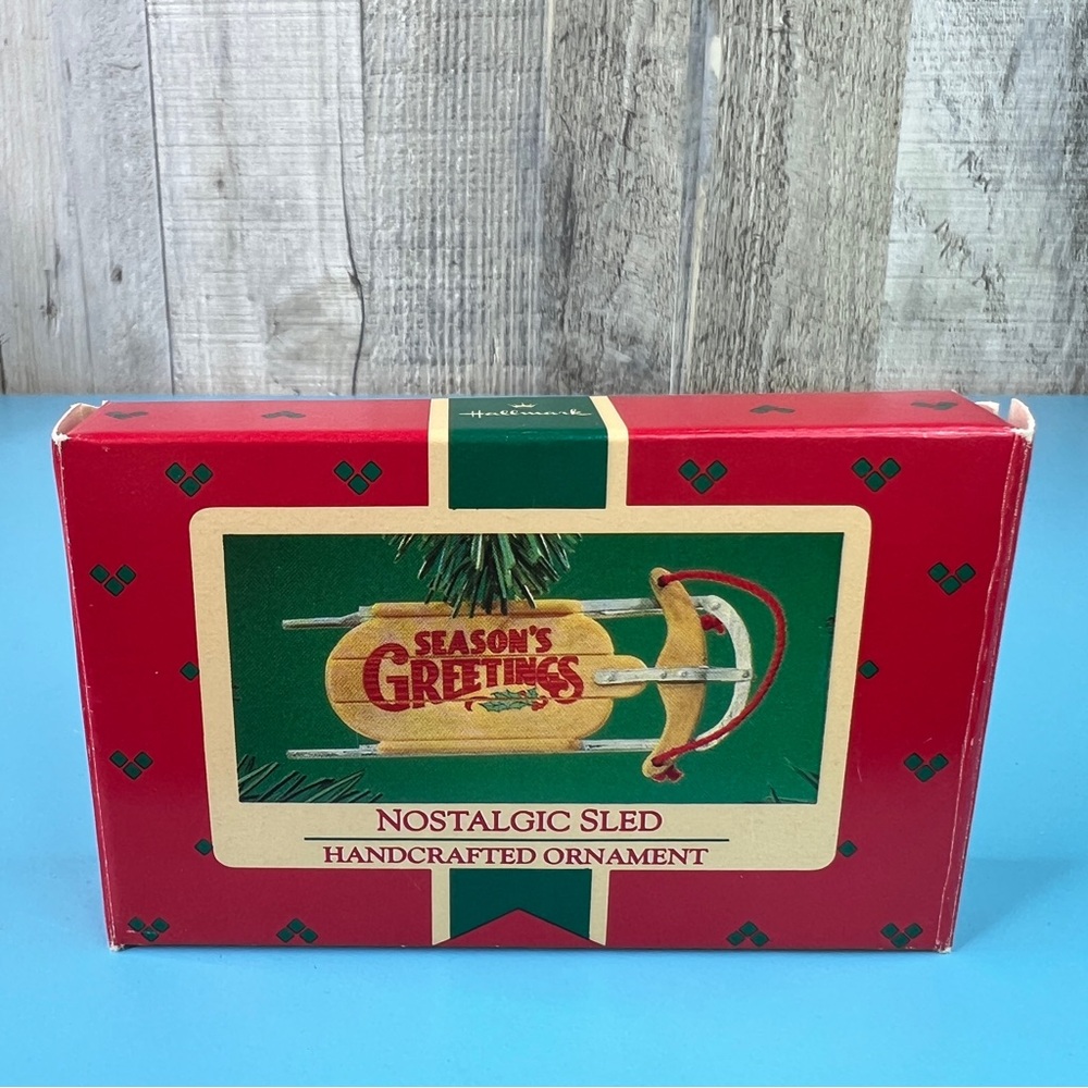 Hallmark Keepsake Ornament Nostalgic Sled Seasons Greetings Handcrafted Ornament